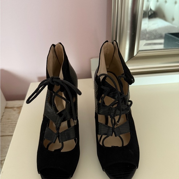 Nine West Black Lace-Up Heels - Picture 1 of 8